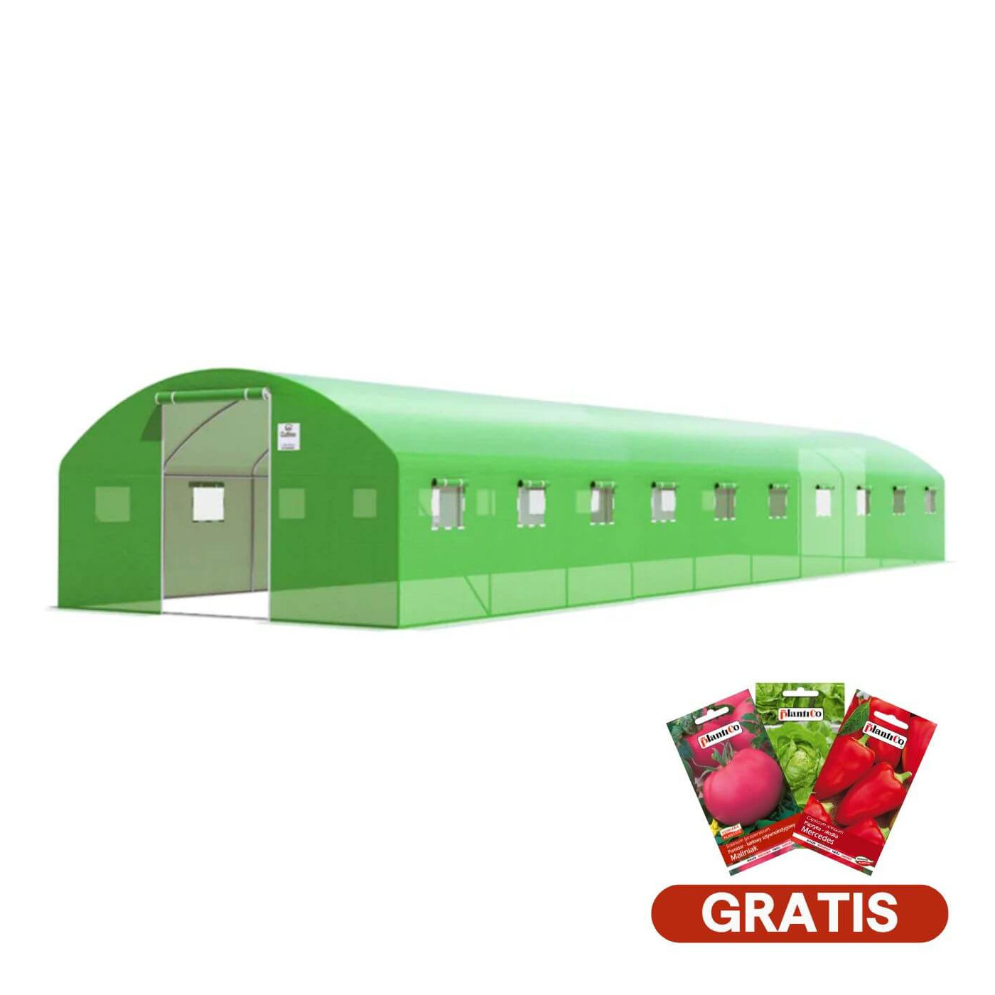 Tunel z podwójnymi drzwiami 4x12x2 (48m2) - Zielony