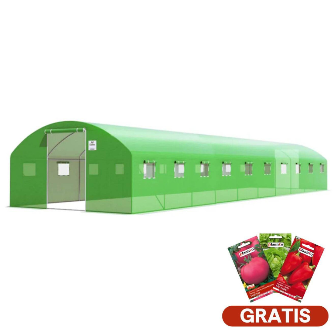 Tunel z podwójnymi drzwiami 4x12x2 (48m2) - Zielony