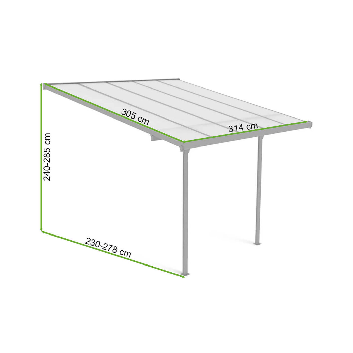 Wymiarowanie dachu tarasowego Atlanta 3,1x3m Hardmaister