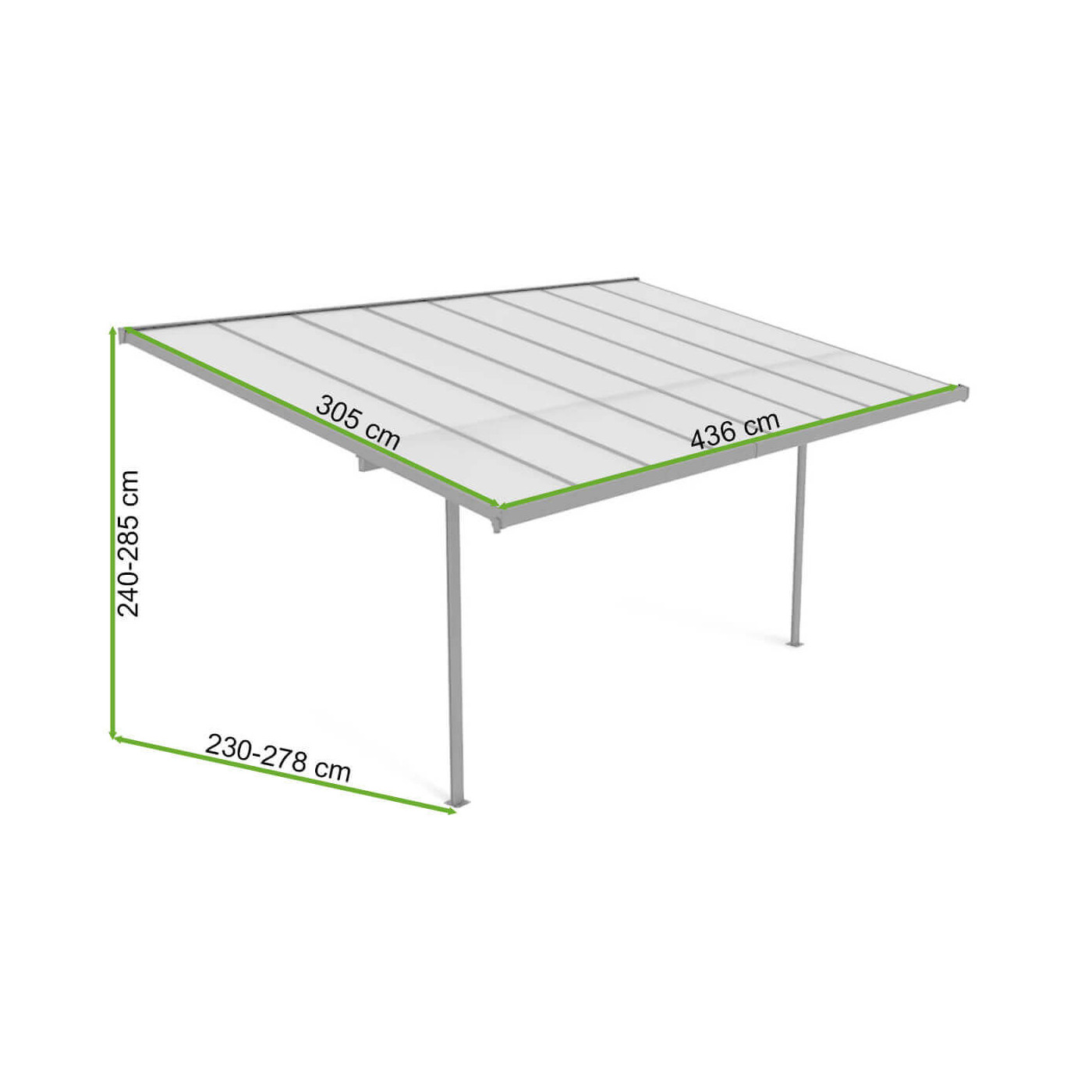 Wymiarowanie Zadaszenia tarasowe Atlanta 4,4x3m Hardmaister