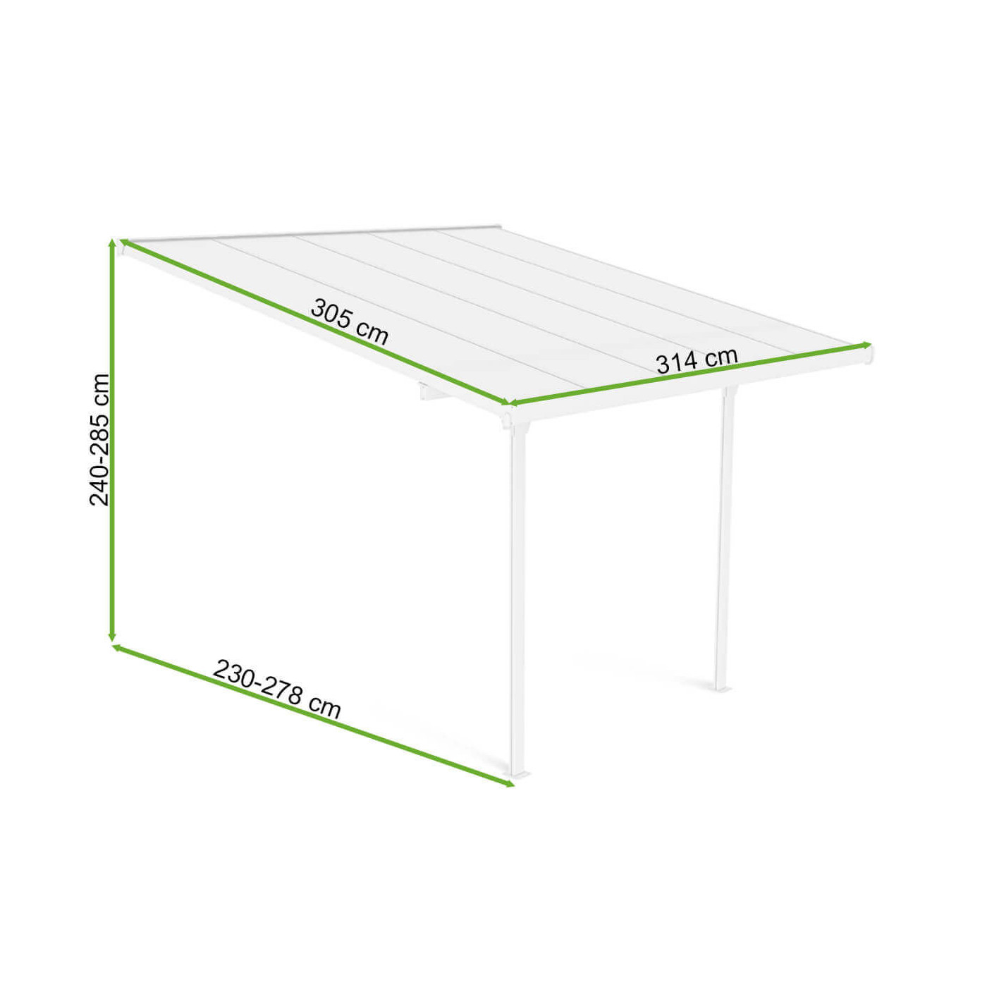 Wymiarowanie dach tarasowy Atlanta 3,1x3m White Hardmaister