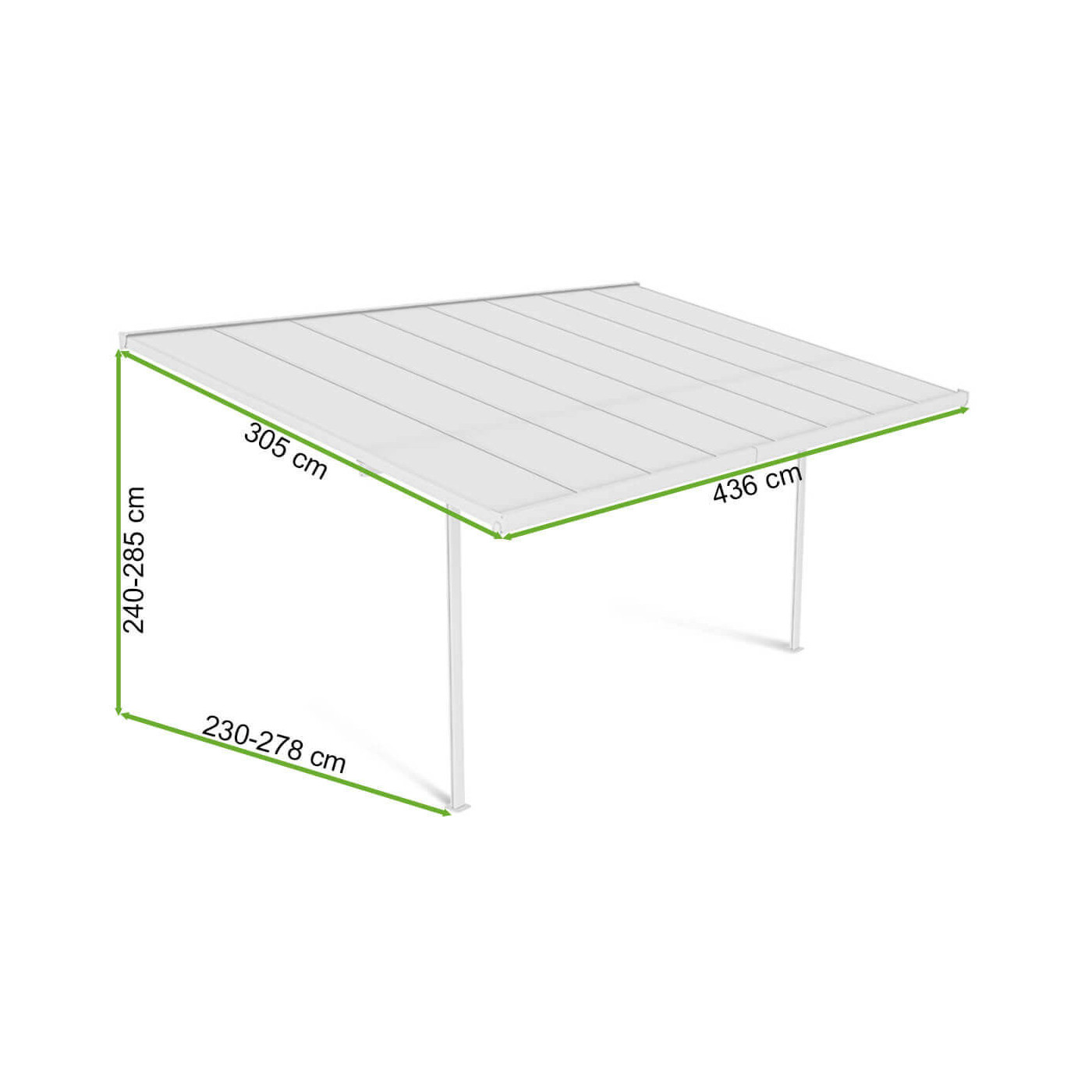 Wymiarowanie zadaszenie tarasowe Atlanta 4,4x3m White Hardmaister
