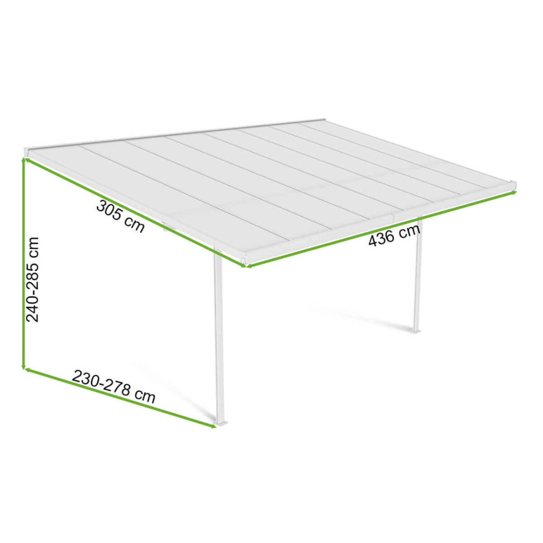 Wymiarowanie zadaszenie tarasowe Atlanta 4,4x3m White Hardmaister