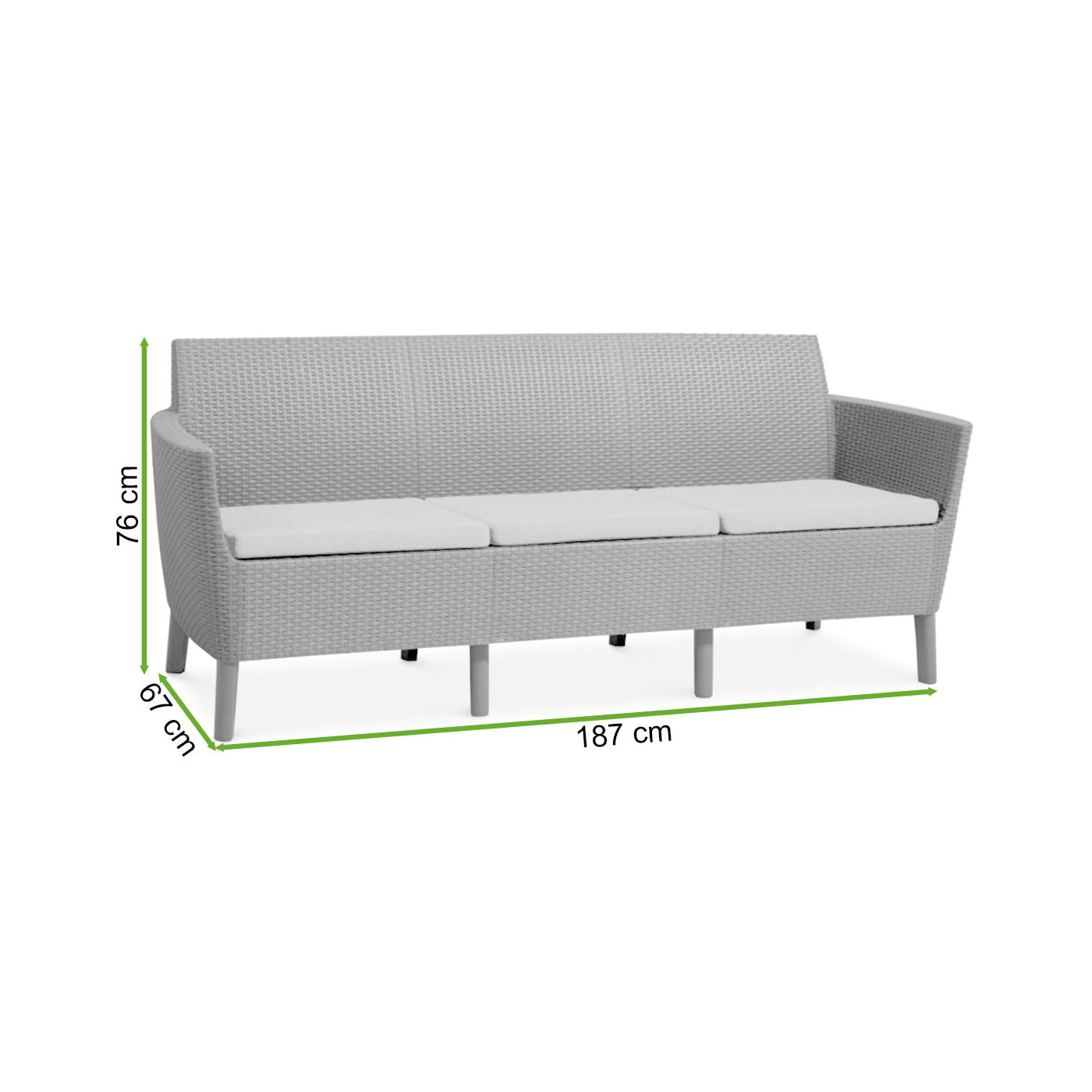SALEMO 3 SEATER SOFA GRAPHITE