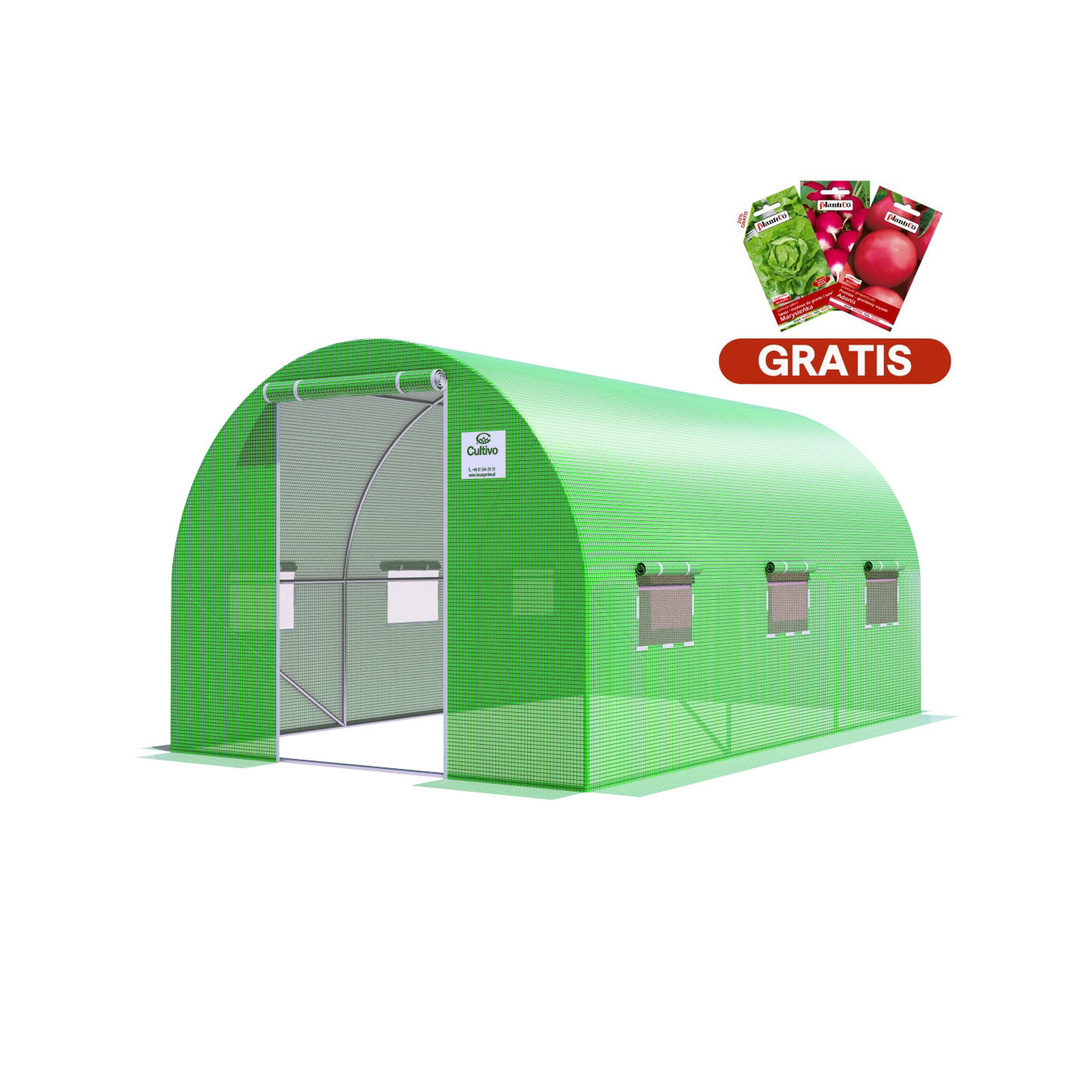 tunel cultivo na roszady, zielony, 3 sekcje, nasiona gratis