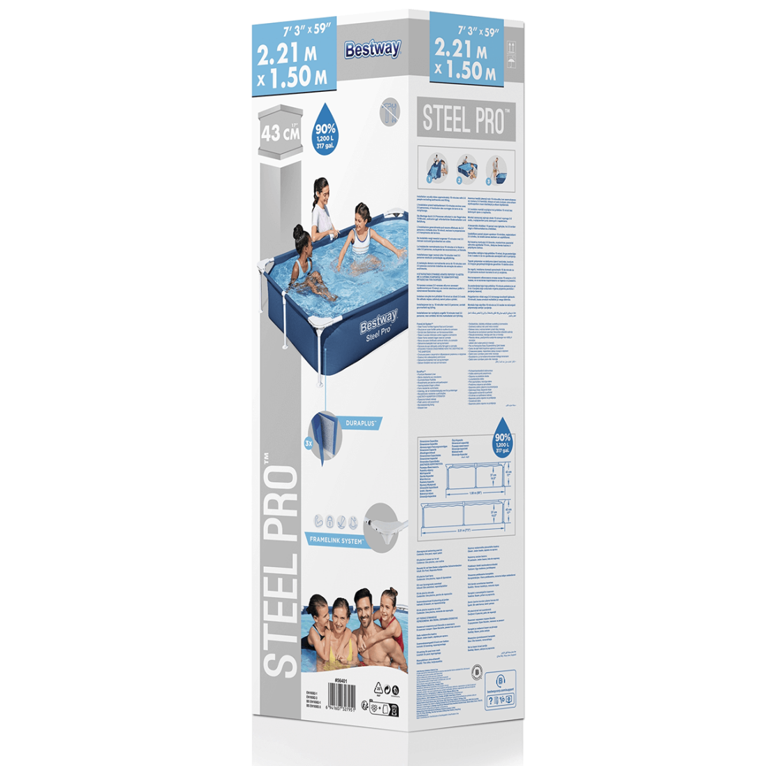 STEEL PRO FRAME POOL 2.21 x 1.50 x 0.43 m BESTWAY 56401