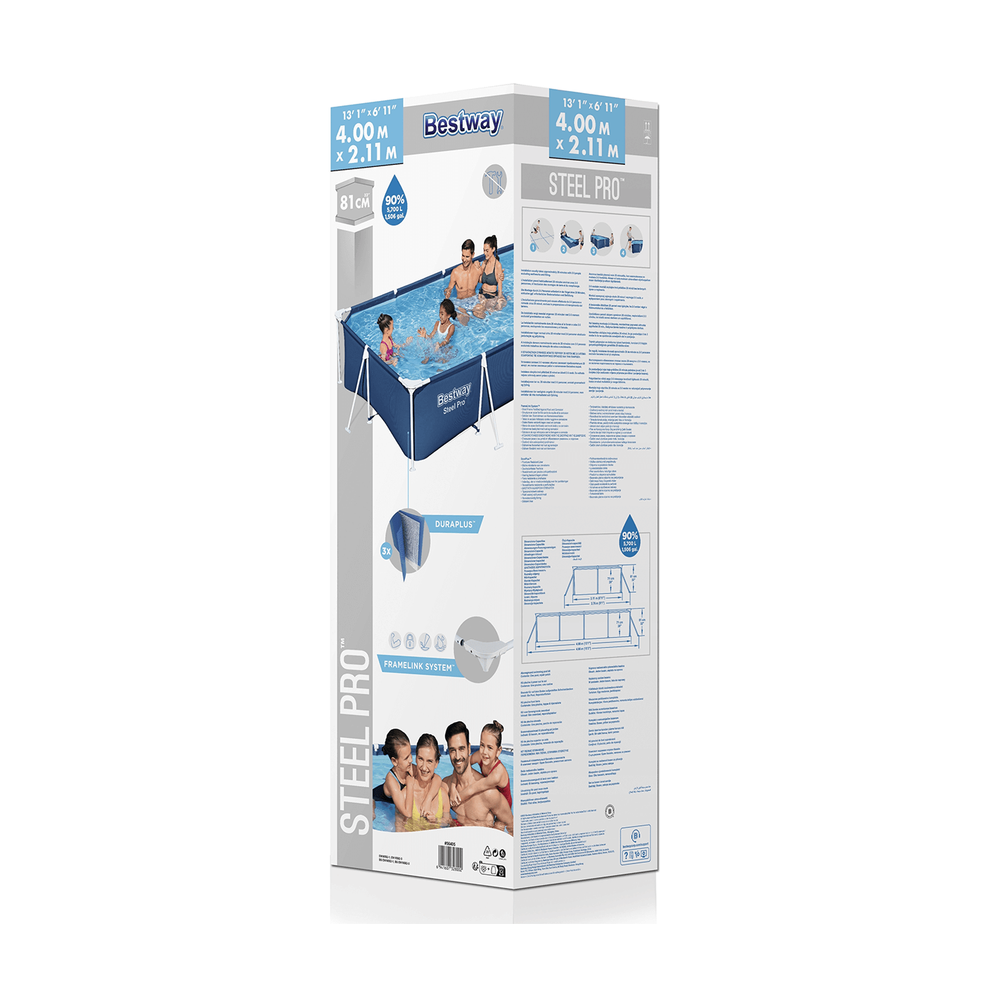 STEEL PRO FRAME POOL 4.00 x 2.11 x 0.81 m BESTWAY 56405