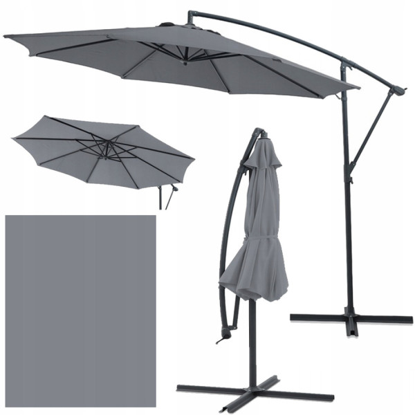 Parasol ogrodowy boczny SANTORINI 3m Dark Grey - Focus Garden