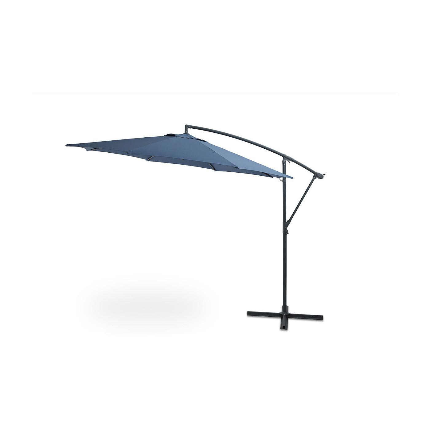 Widok z boku na parasol z masztem bocznym santorini w kolorze granatowym