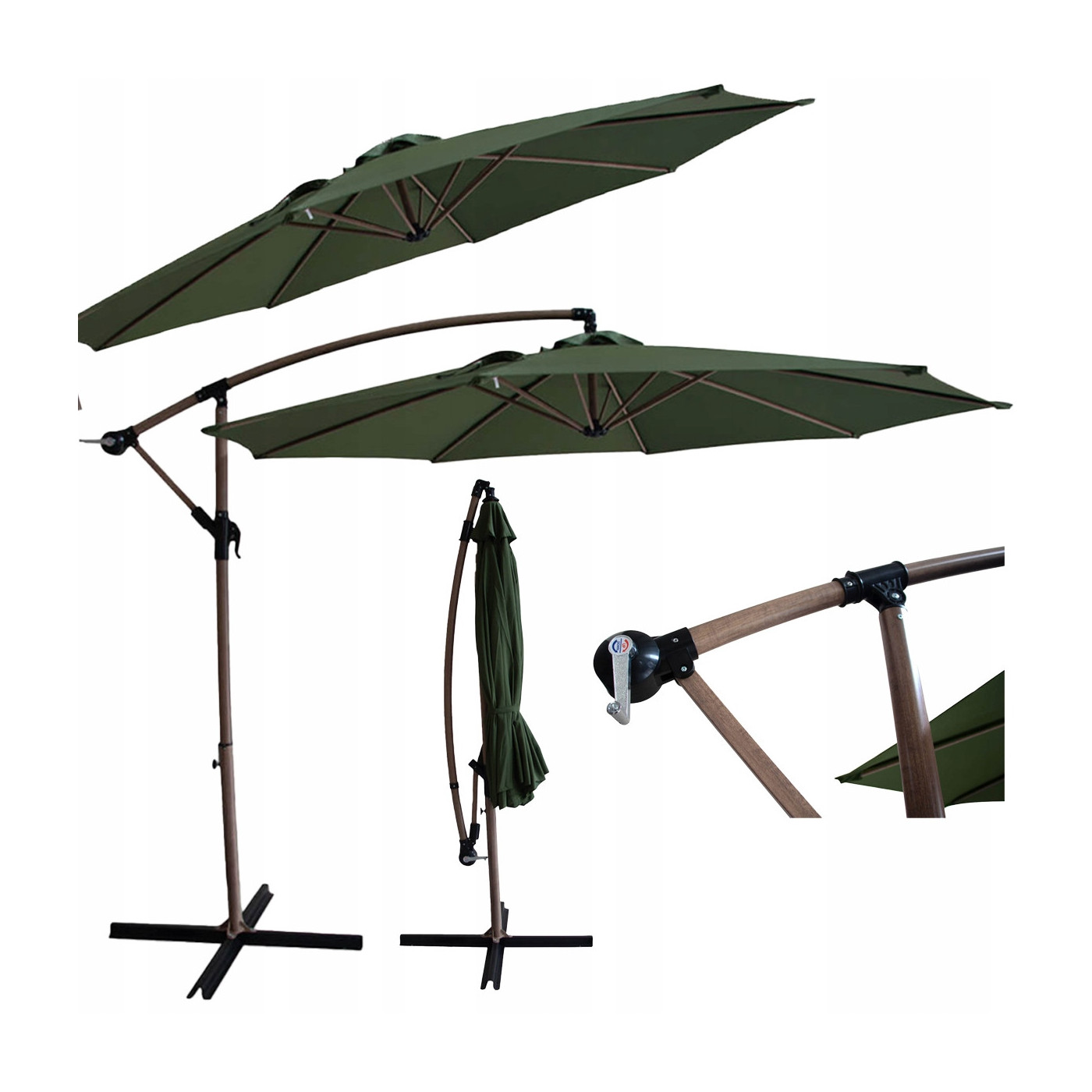 Parasol do ogrodu santorini wood z czaszą o średnicy 3m