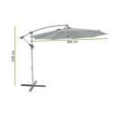 Rycina z wymiarami parasola SANTORINI WOOD w kolorze ciemno-zielonym od firmy Focus Garden
