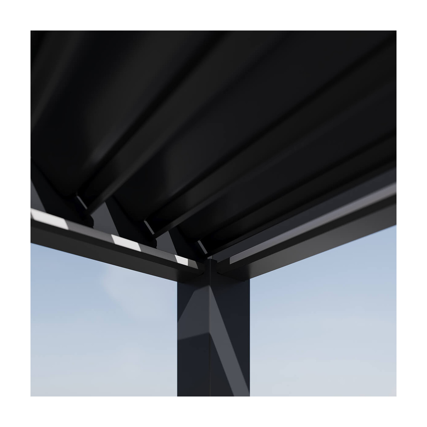 Zbliżenie na zamknięte lamele dachowe