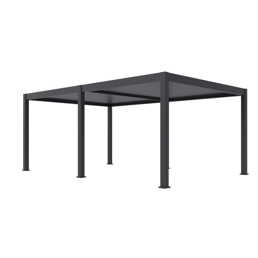 Pergola elektryczna tarasowa DELUE PRO AUTOMATIC 4x6 z oświetleniem LED Antracyt Gutroof widok perspektywiczny lewy 