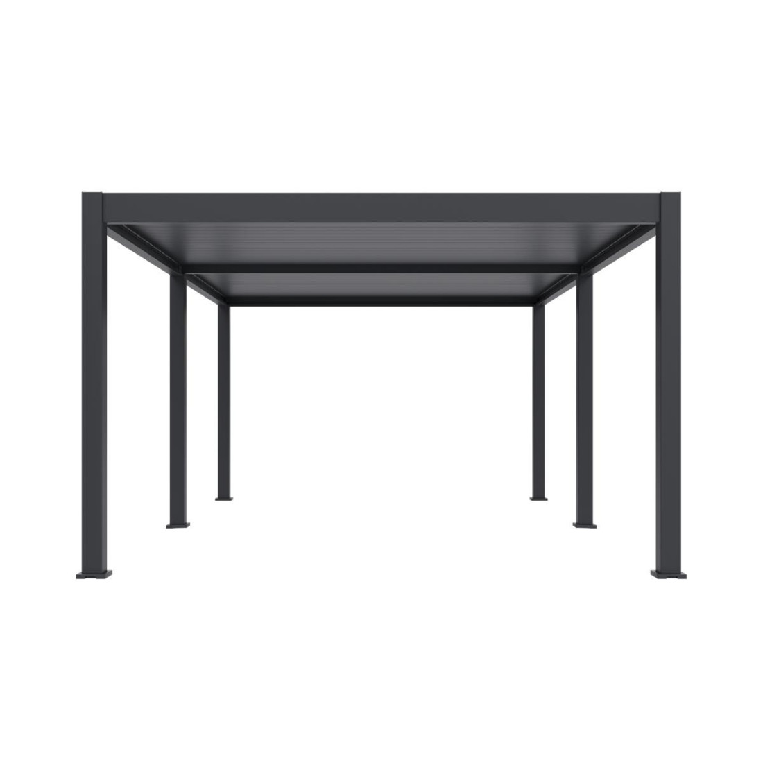 Pergola elektryczna tarasowa DELUE PRO AUTOMATIC 4x6 z oświetleniem LED Antracyt Gutroof widok tylny