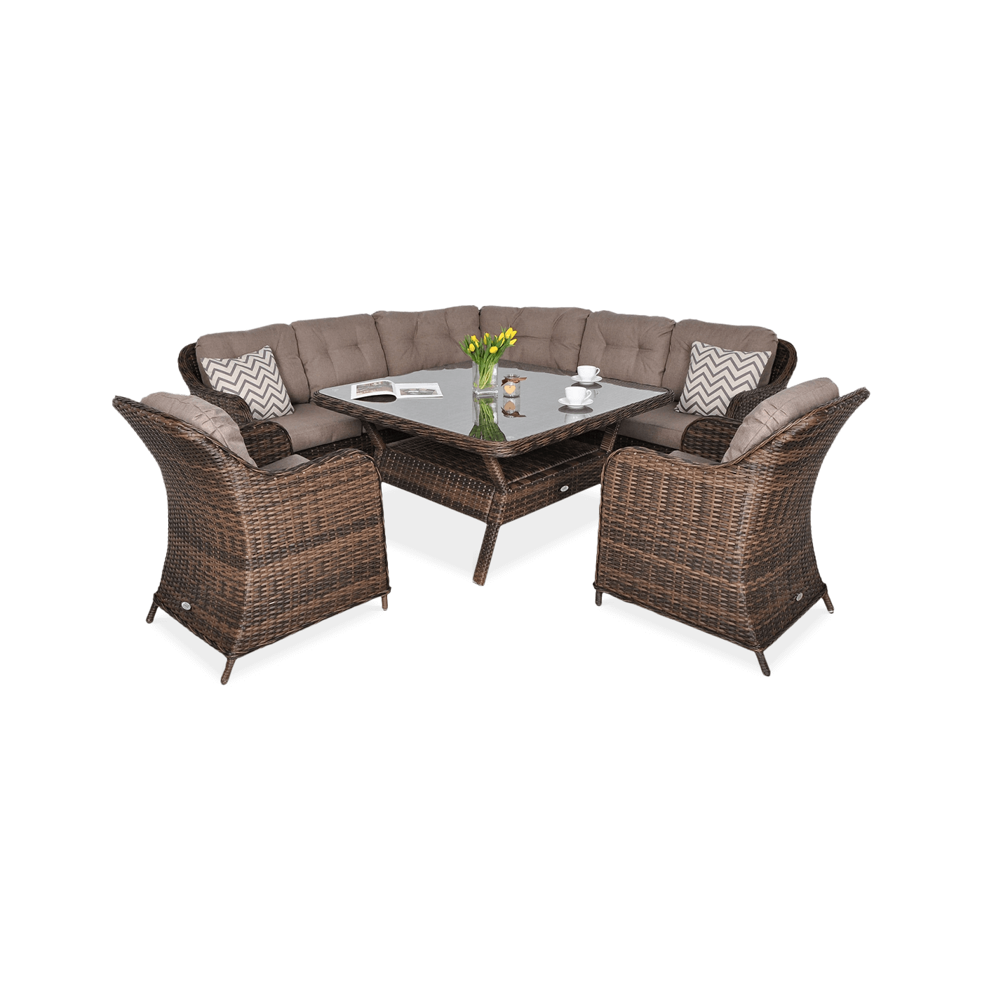 Narożnik z technorattanu SAVONA w kolorze brązowym