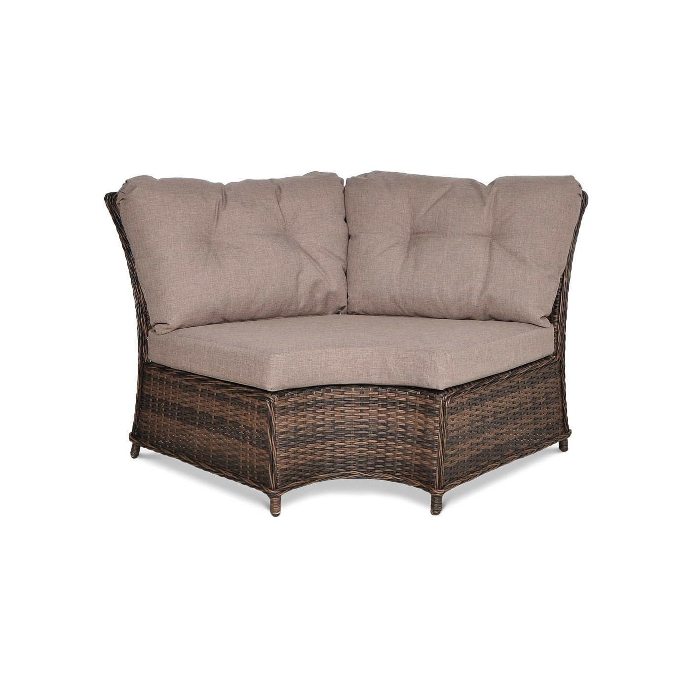 Element narożny narożnika SAVONA - widoczna konstrukcja z technorattanu i poduszki siedziskowe i oparciowe