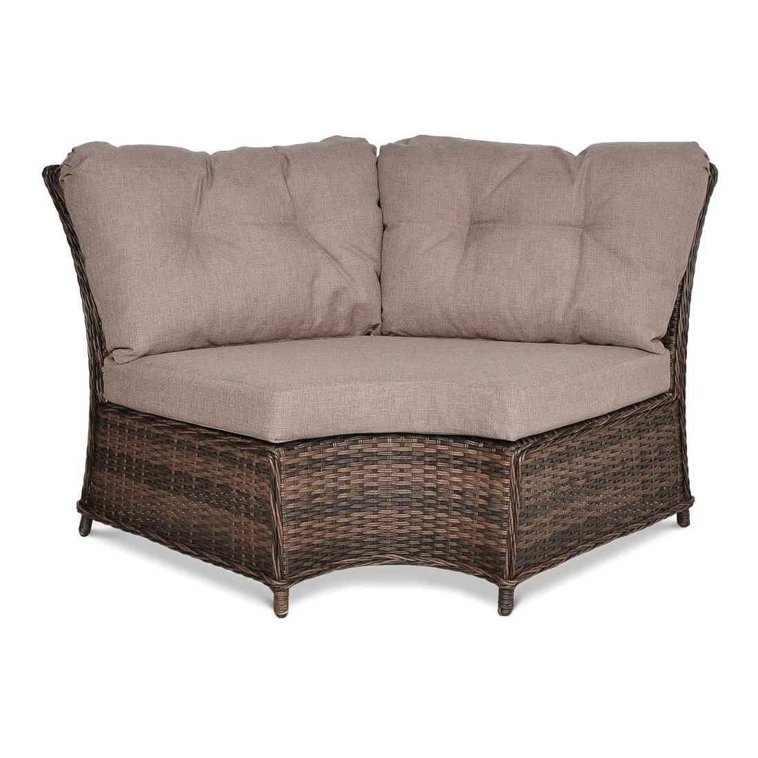 Element narożny narożnika SAVONA - widoczna konstrukcja z technorattanu i poduszki siedziskowe i oparciowe