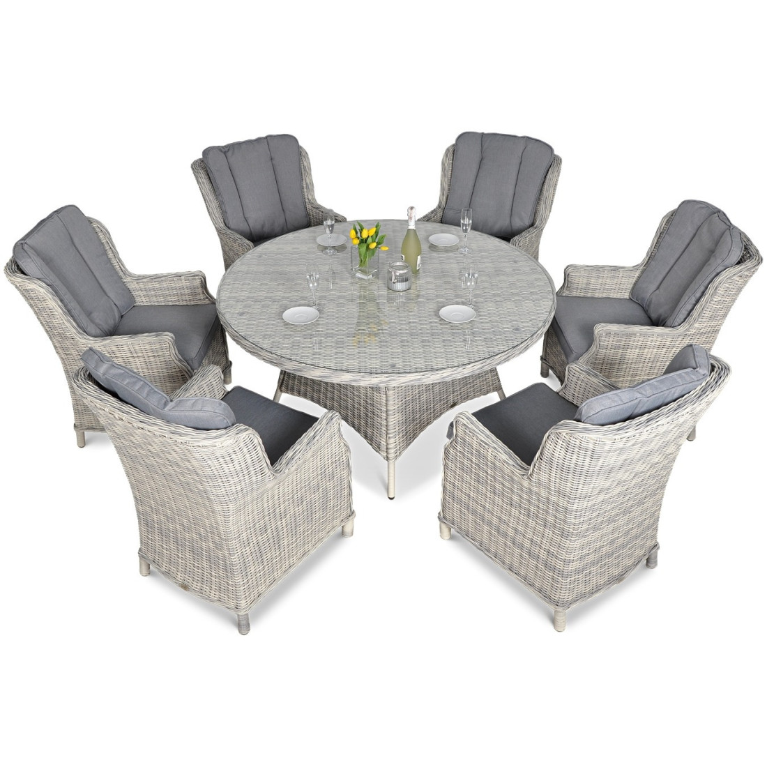 Zestaw mebli ogrodowych z technorattanu Ravena White Grey