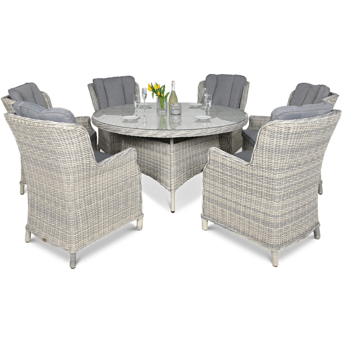 Zestaw mebli ogrodowych z technorattanu Ravena White Grey