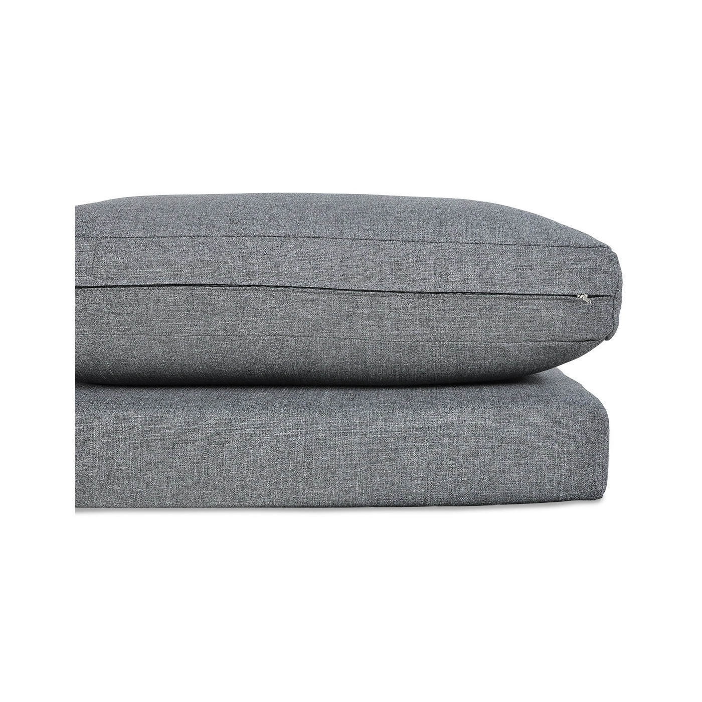 Grube ciemno szare poduszki z zestawu PANAMA, widoczny zamek błyskawiczny ułatwiające zdjęcie poszewki