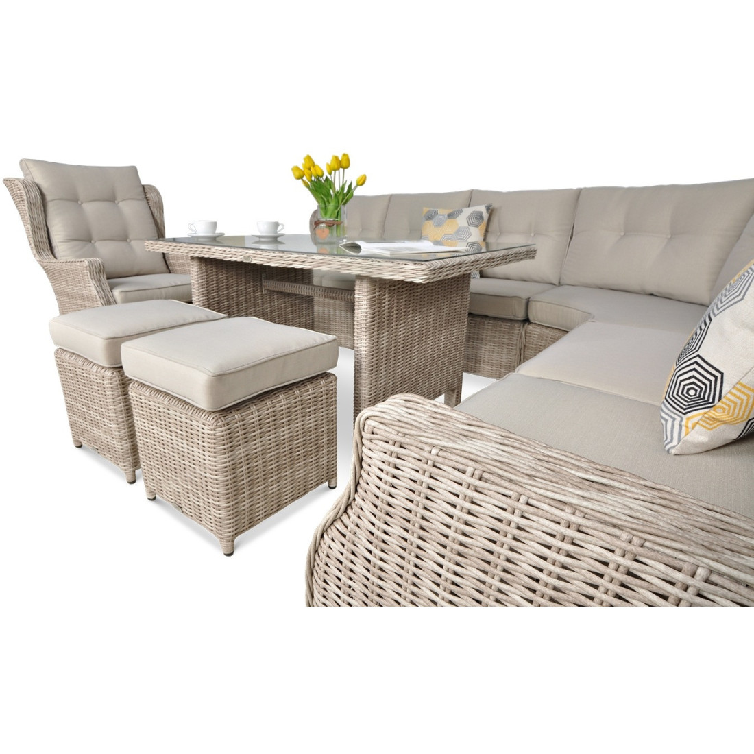 Narożnik z Technorattanu Trivento Dining Light Beige