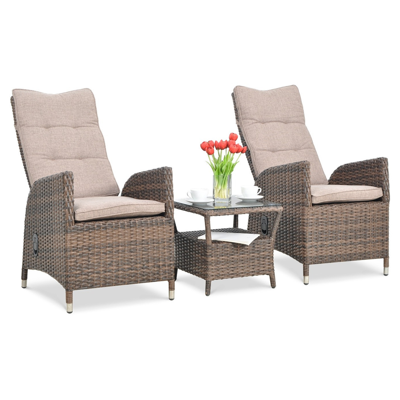 Zestaw wypoczynkowy dla dwóch osób w odcieniach brązu MALTA DUO