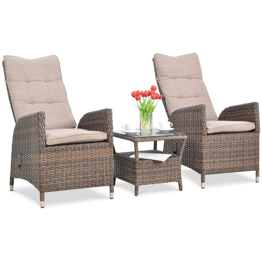 Zestaw wypoczynkowy dla dwóch osób w odcieniach brązu MALTA DUO