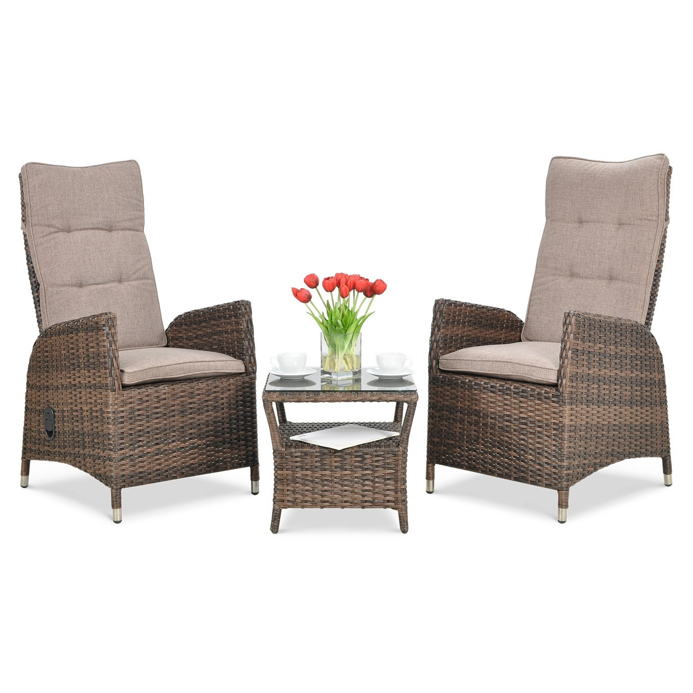 Wygodny zestaw do wypoczynku MALTA DUO - dwa fotele z wysokim oparciem i stolik kawowy 