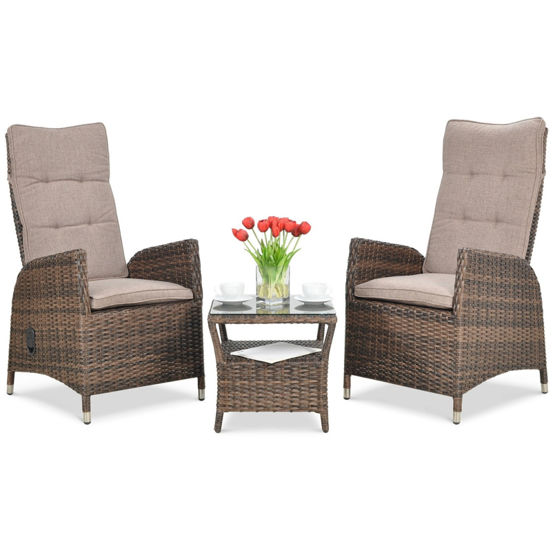 Wygodny zestaw do wypoczynku MALTA DUO - dwa fotele z wysokim oparciem i stolik kawowy 