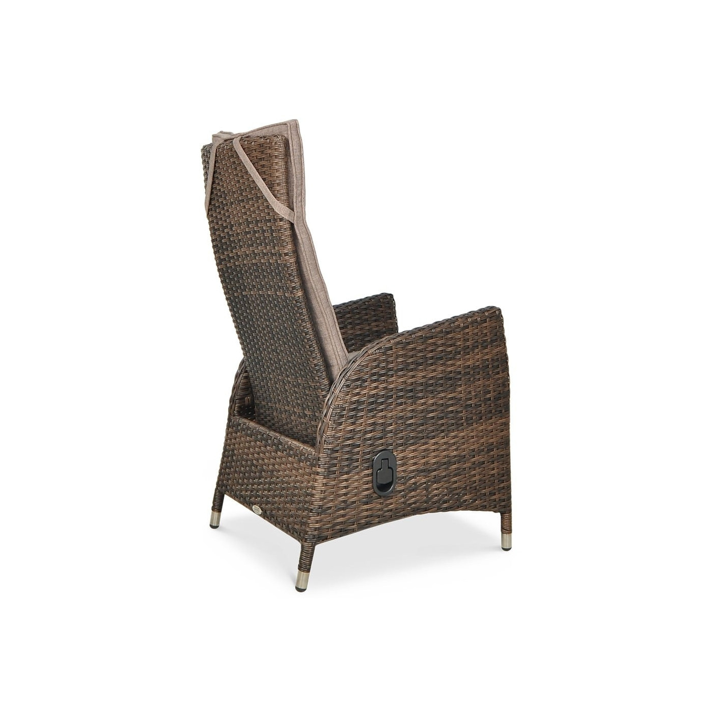 Tył fotela z zestawu MALTA DUO - fotel pokryty technorattanową plecionką w kolorze brązowym