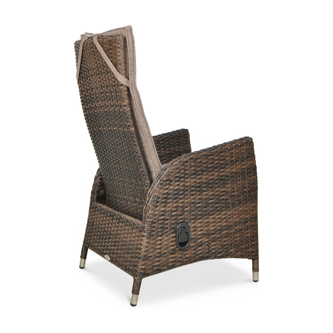 Tył fotela z zestawu MALTA DUO - fotel pokryty technorattanową plecionką w kolorze brązowym