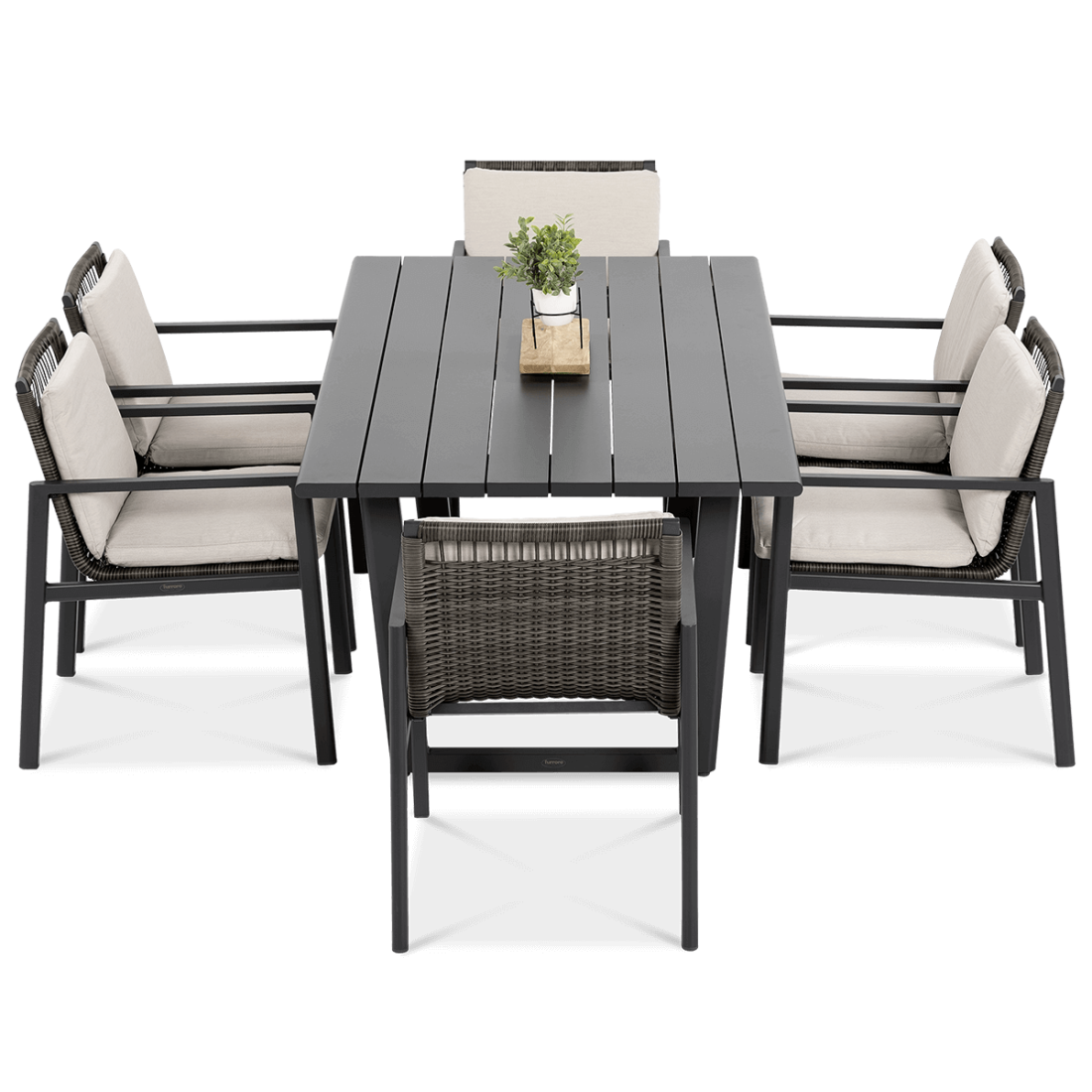 Widok z góry na elegancki i stylowy zestaw LOTUS z stołem obiadowym 