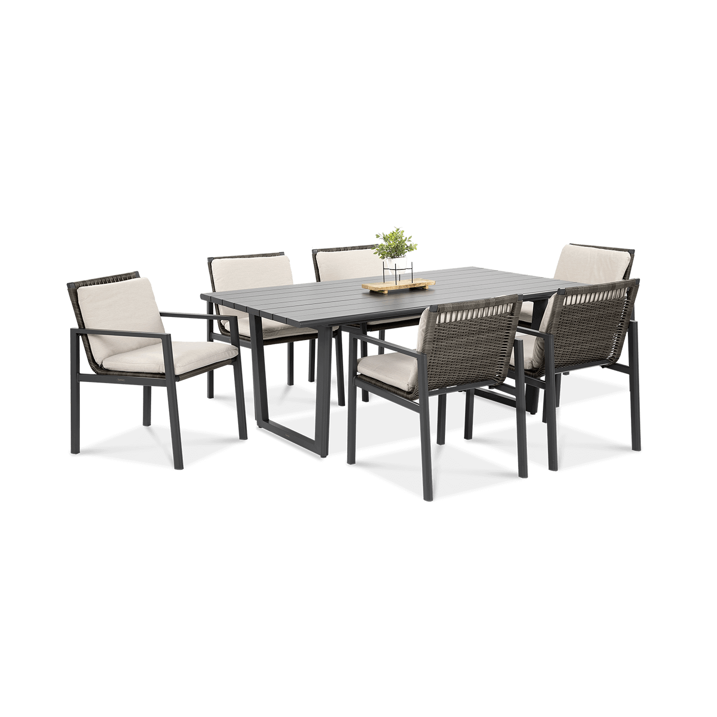 Wygodny zestaw jadalniany na ogród LOTUS Dining w kolorach szarości