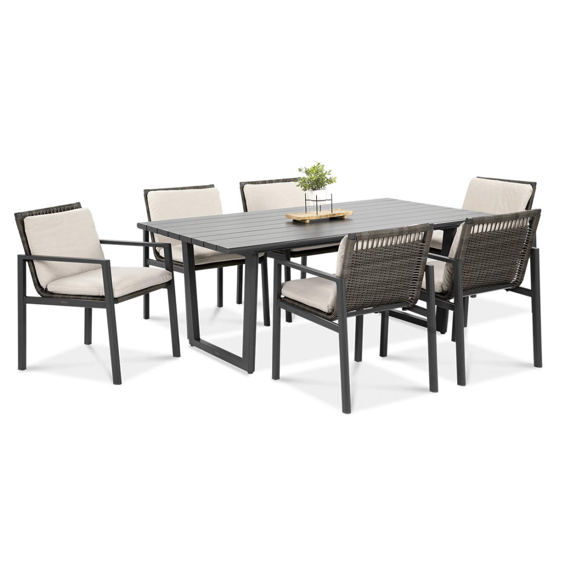 Wygodny zestaw jadalniany na ogród LOTUS Dining w kolorach szarości