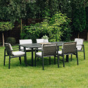 Aranżacja na ogrodzie w słoneczny dzień mebli jadalnianych premium LOTUS Dining w odcieniach szarości