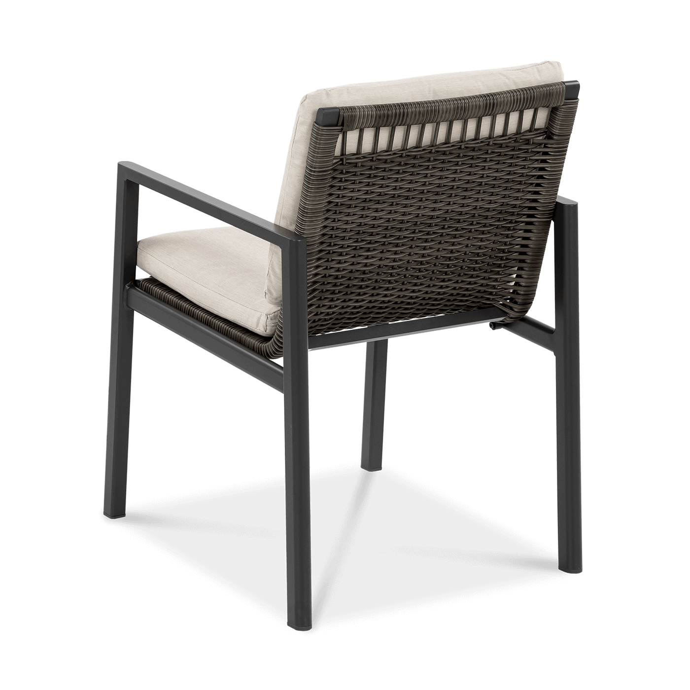 Tył krzesła z zestawu LOTUS widoczne oparcie z plecionki technorattanowej