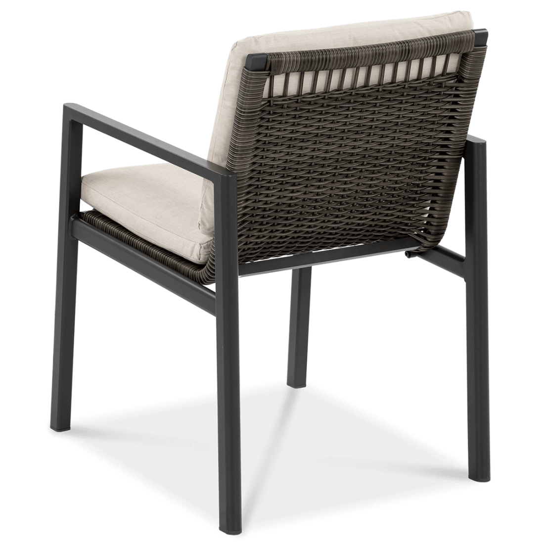 Tył krzesła z zestawu LOTUS widoczne oparcie z plecionki technorattanowej