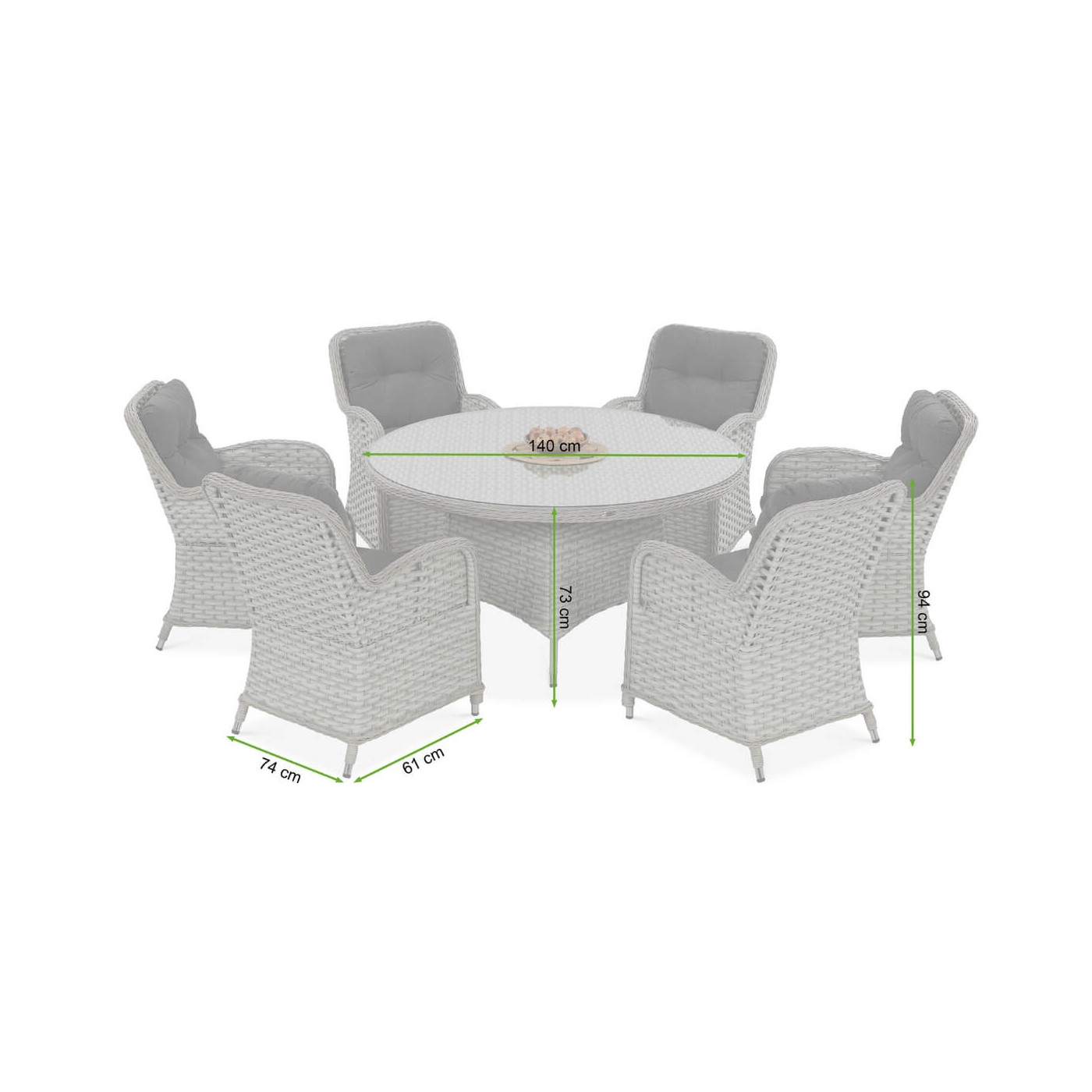 Wymiary mebli technorattanowych Barcelona Melange White 