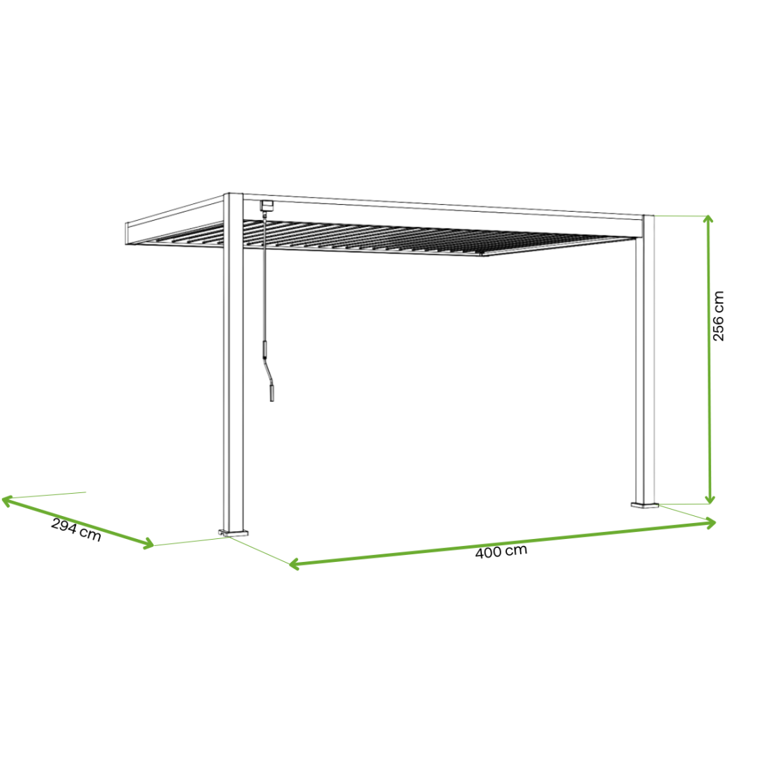 Wymiary - przyścienna pergola ELEGANCE WALL 3x4 Anthracite - Gutroof