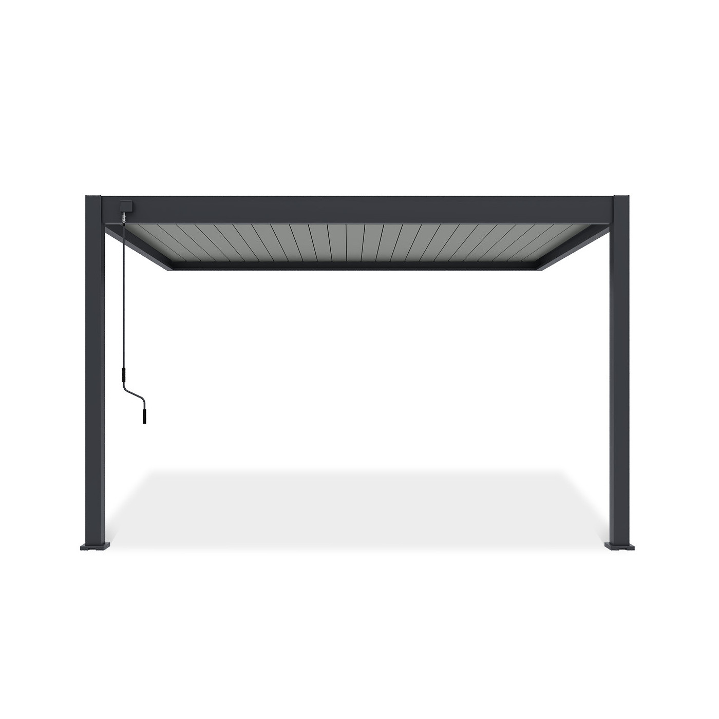 Przyścienna pergola ELEGANCE WALL 3x4 antracytowa w kolorze lameli jasno szarym