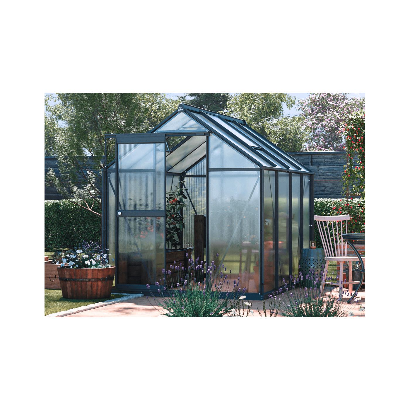 czarna szklarnia z poliwęglanu slide in w aranżacji