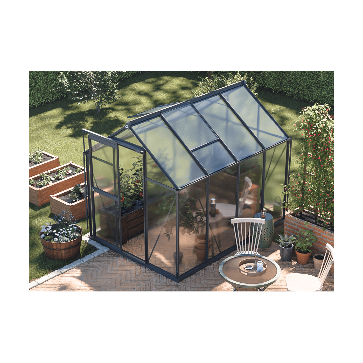 rysunek z wymiarami szklarni "slide in" 183x245