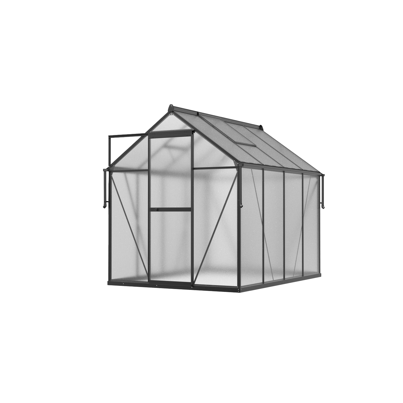 aranżacja szklarni poliwęglanowej "slide in" w czarnym kolorze