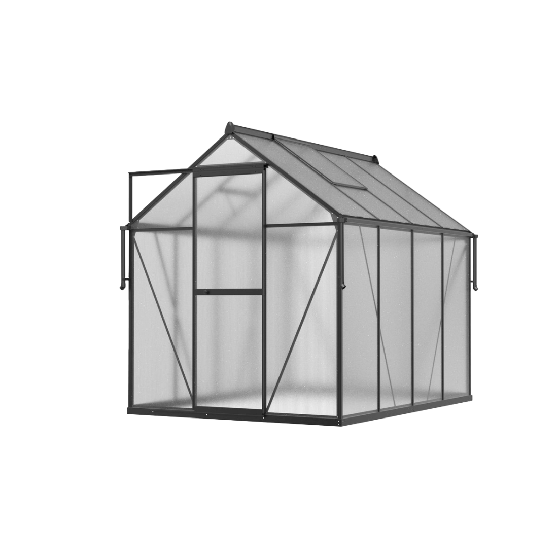 aranżacja szklarni poliwęglanowej "slide in" w czarnym kolorze