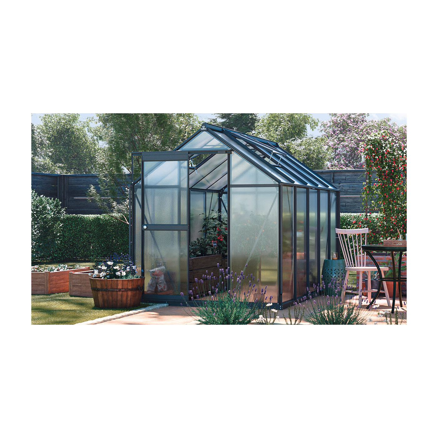 Czarna poliwęglanowa szklarnia na warzywa "slide in"