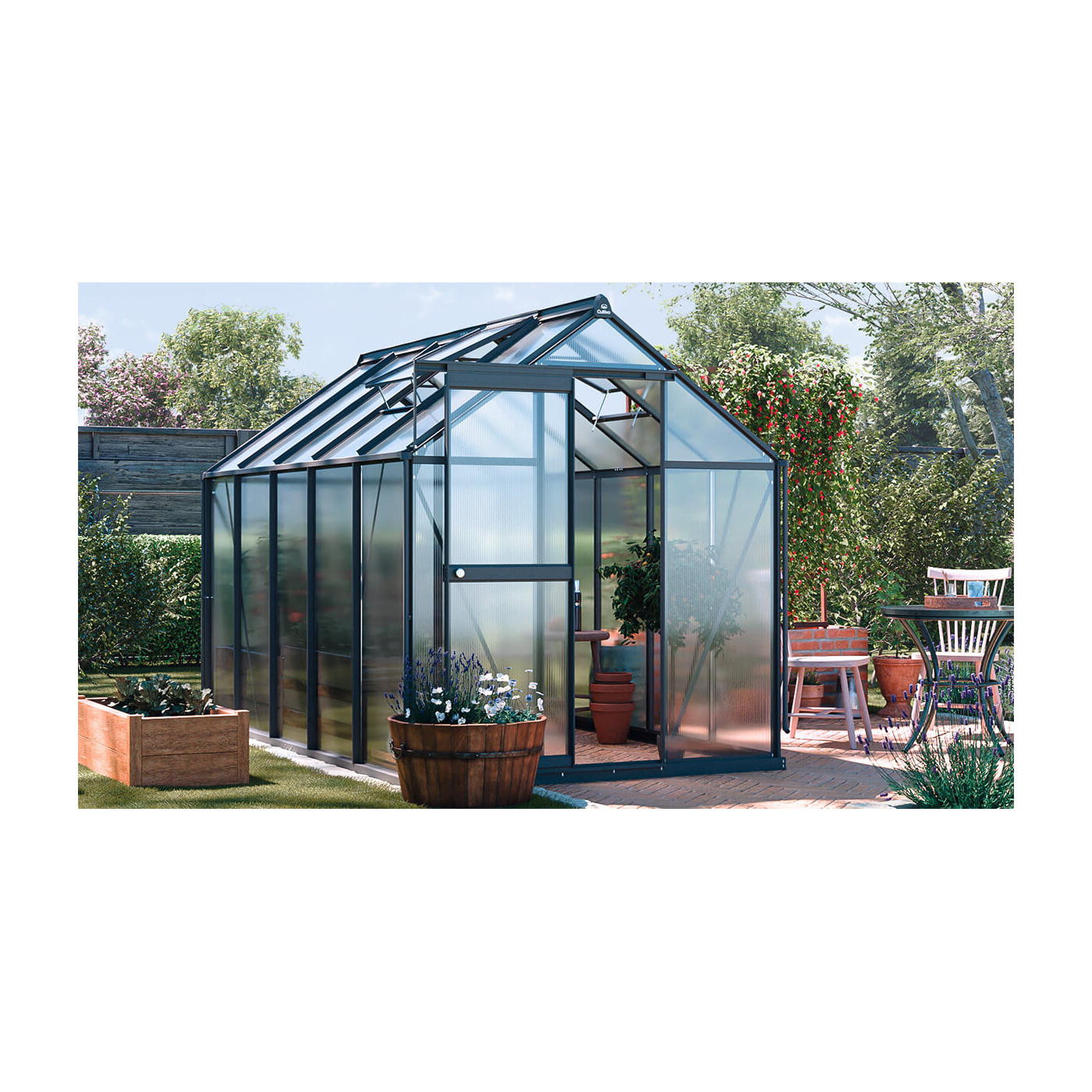 rysunek z wymiarami szklarni "slide in" 