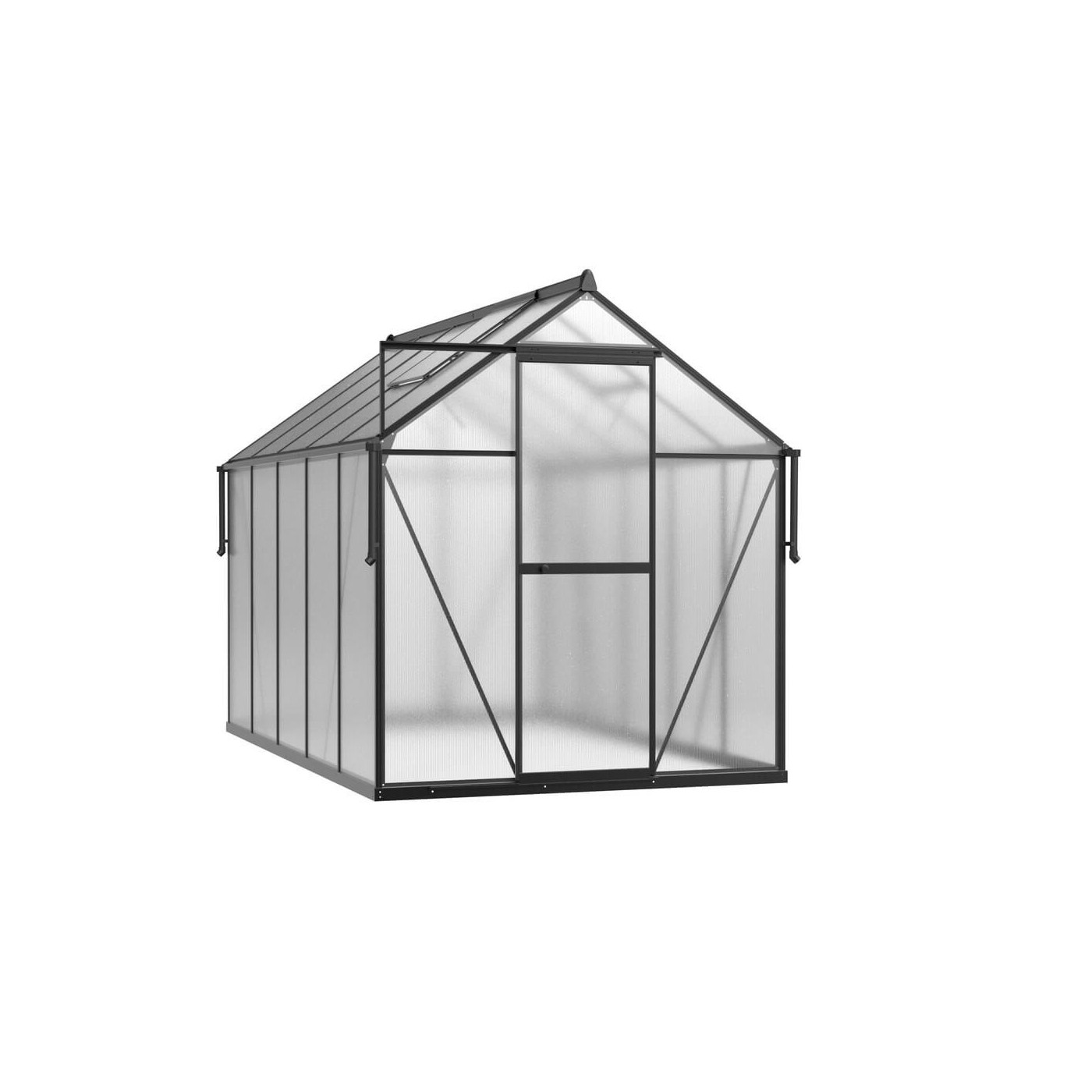 przód czarnej szklarni z poliwęglanu "slide in"