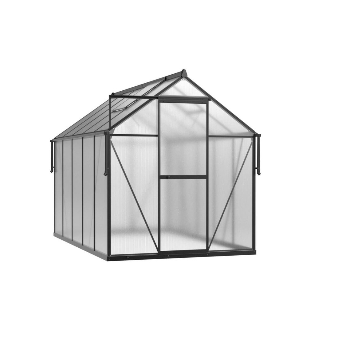 przód czarnej szklarni z poliwęglanu "slide in"