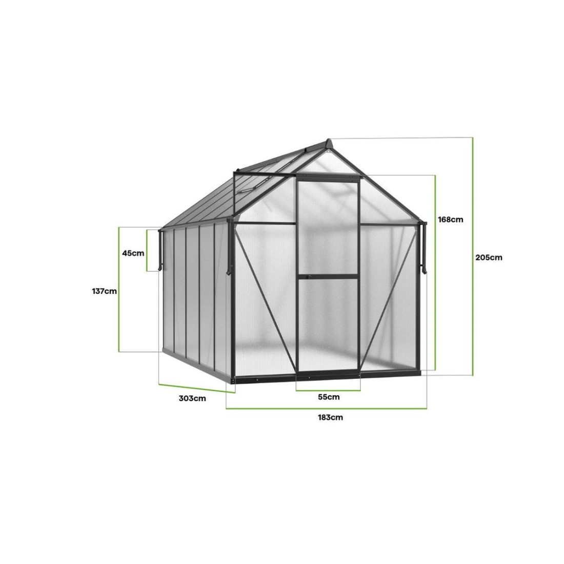 zbliżenie na element rynny odprowadzającej wodę w szklarni