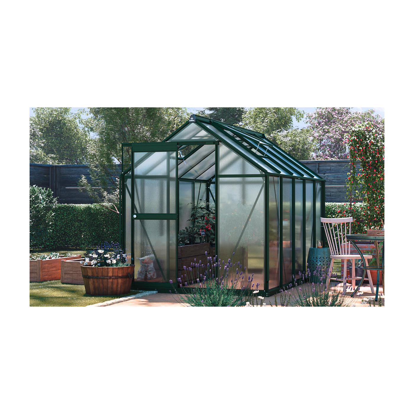 bok szklarni poliwęglanowej "slide in" w kolorze ciemno-zielonym 